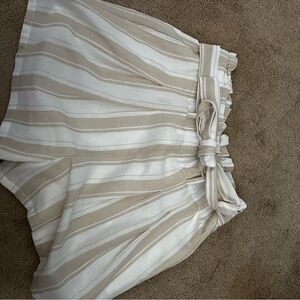 Francesca's Collections Cream and Tan Striped Shorts